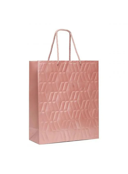 Sacola para Presente Premium Rose Gold Alto Relevo 26x10x31 Cromus