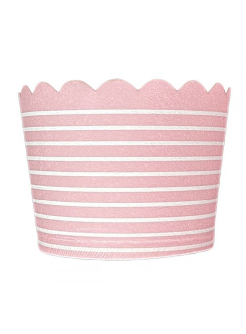 Forminhas para Cupcake de Papel Rosa Claro Listrado 20 Unidades