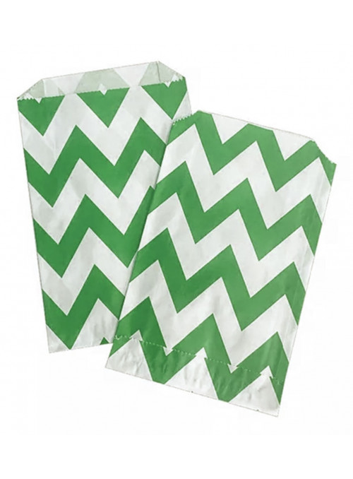 Saquinhos de Papel Verde Escuro Zig Zag Chevron 12 Unidades