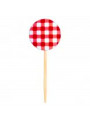 Topo para Cupcake Pick Toppers Xadrez Vermelho 10 Unidades