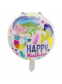 Balão Metalizado Happy Birthday Sereia 18 Pol 45cm Flutua Gás Hélio