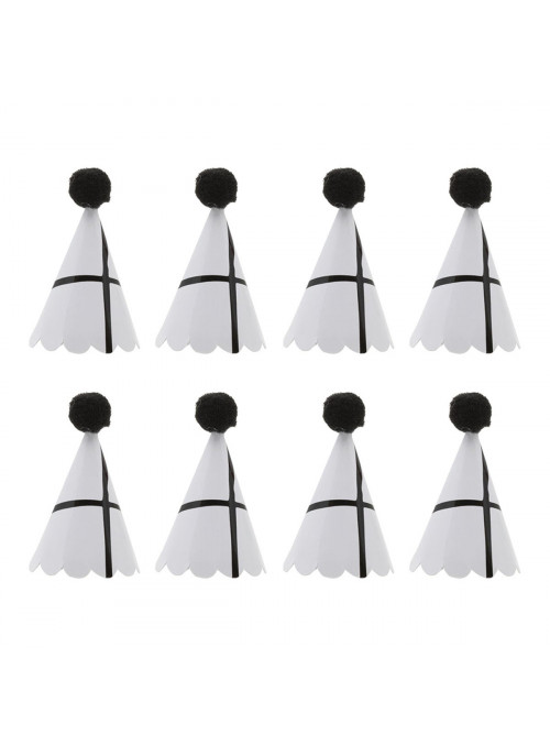 Mini Chapeuzinho Grid Preto e Branco para Doces e Decoração 4,5cm 8 Unidades