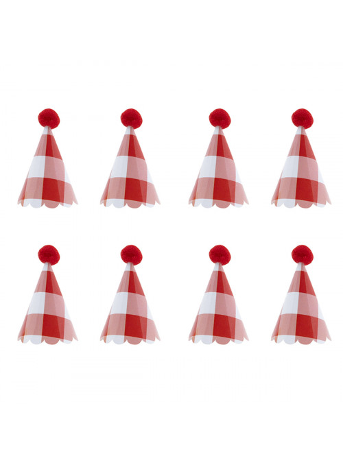 Mini Chapeuzinho Xadrez Vermelho para Doces e Decoração 4,5cm 8 Unidades