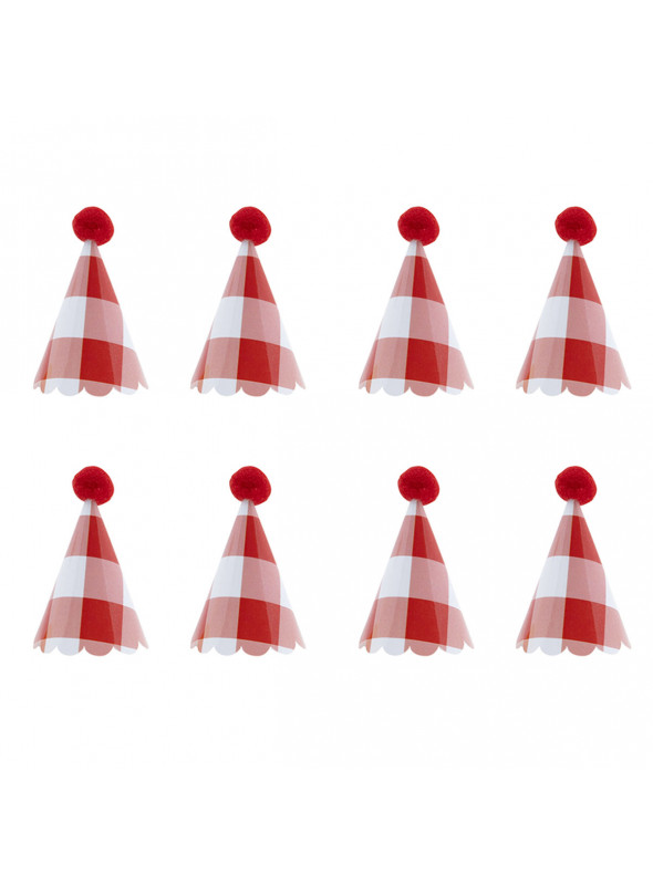 Mini Chapeuzinho Xadrez Vermelho para Doces e Decoração 4,5cm 8 Unidades