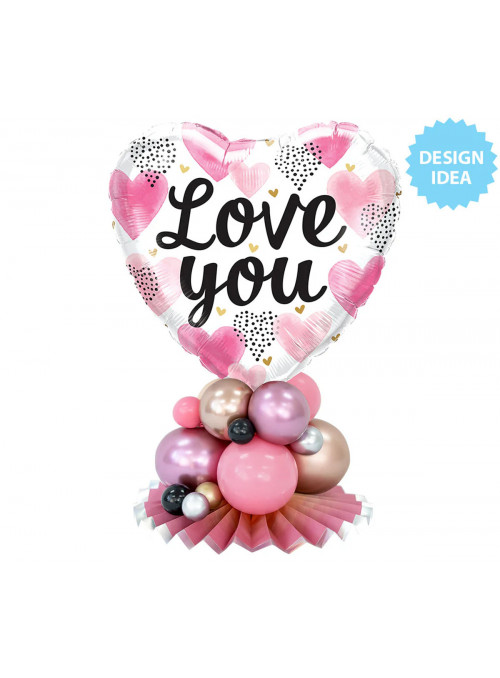 Balão Metalizado Coração Love You Corações 18 Polegadas 46cm Qualatex