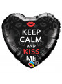 Balão Metalizado Coração Keep Calm and Kiss Me 18 Polegadas 46cm Qualatex