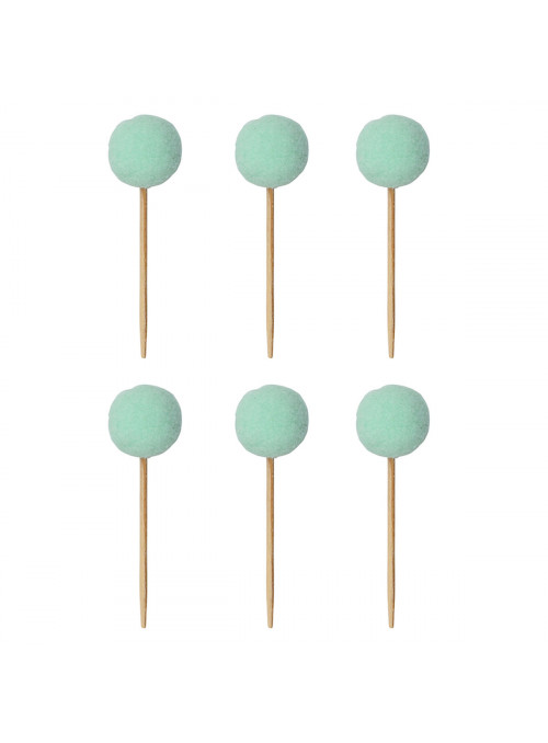 Topper para Doces e Bolo Pompom Verde Menta 6 Unidades