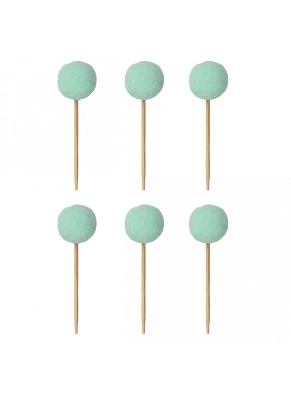 Topper para Doces e Bolo Pompom Verde Menta 6 Unidades