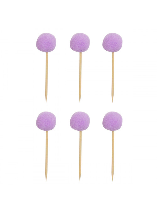 Topper para Doces e Bolo Pompom Lilás 6 Unidades