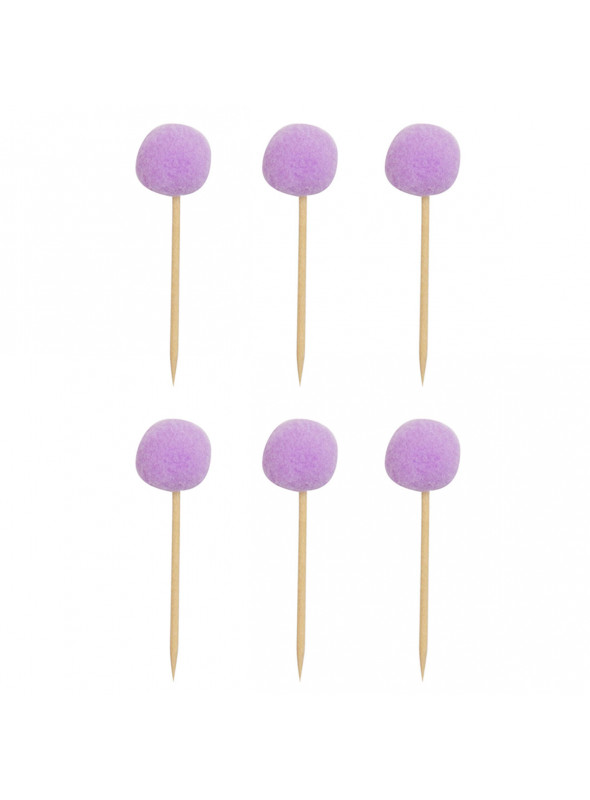 Topper para Doces e Bolo Pompom Lilás 6 Unidades