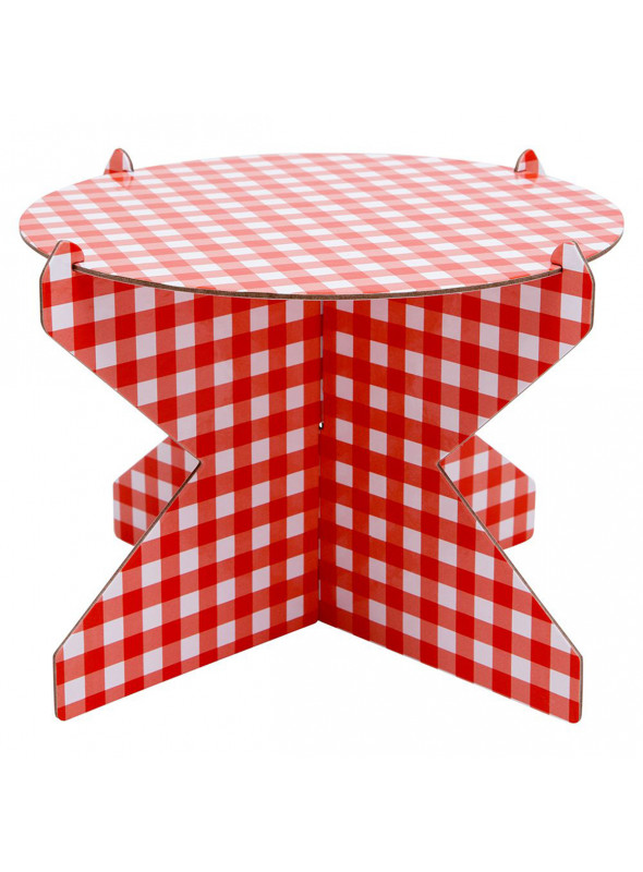 Boleira Desmontável Reutilizável Xadrez Vichy Vermelho 20cm Mesa Festa