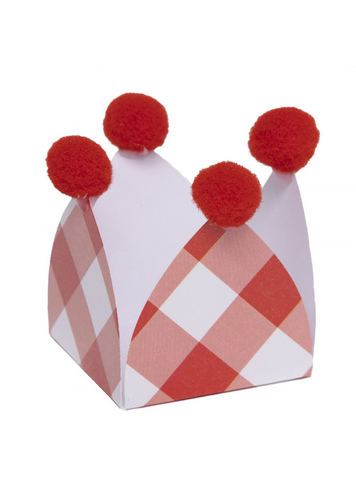 Forminhas para Doces Xadrez Vermelho com Pompom Mesa Festa 20 Unidades