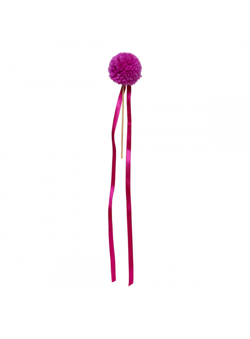 Topo de Bolo Pompom Fitilhos Rosa Pink