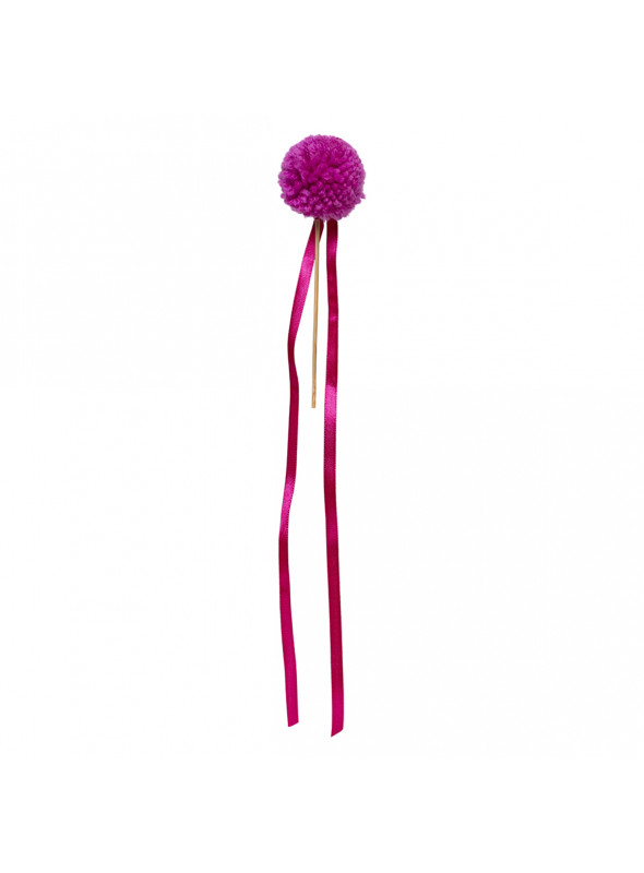 Topo de Bolo Pompom Fitilhos Rosa Pink