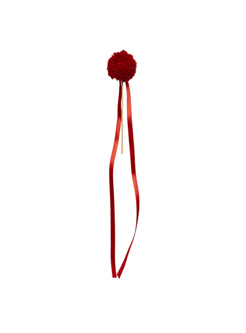 Topo de Bolo Pompom Fitilhos Vermelho