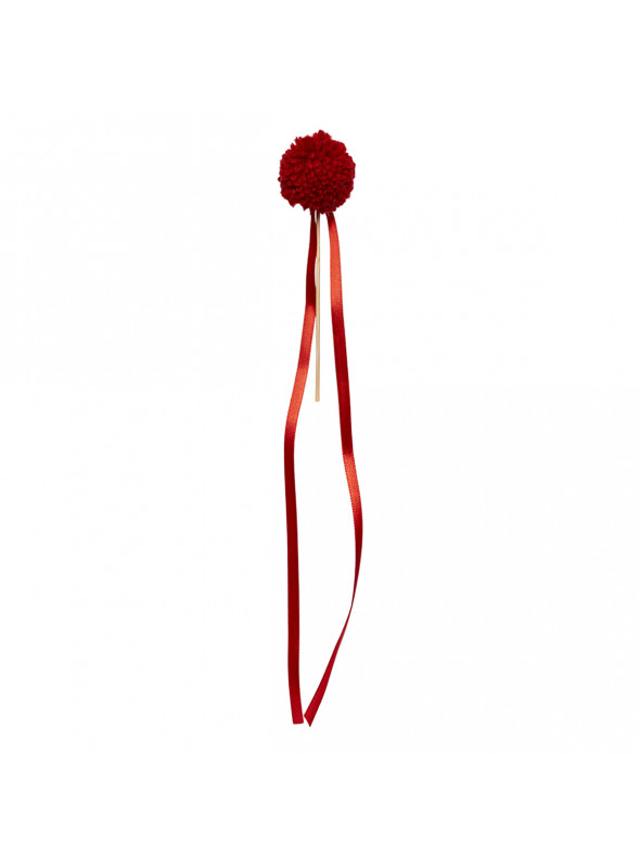 Topo de Bolo Pompom Fitilhos Vermelho