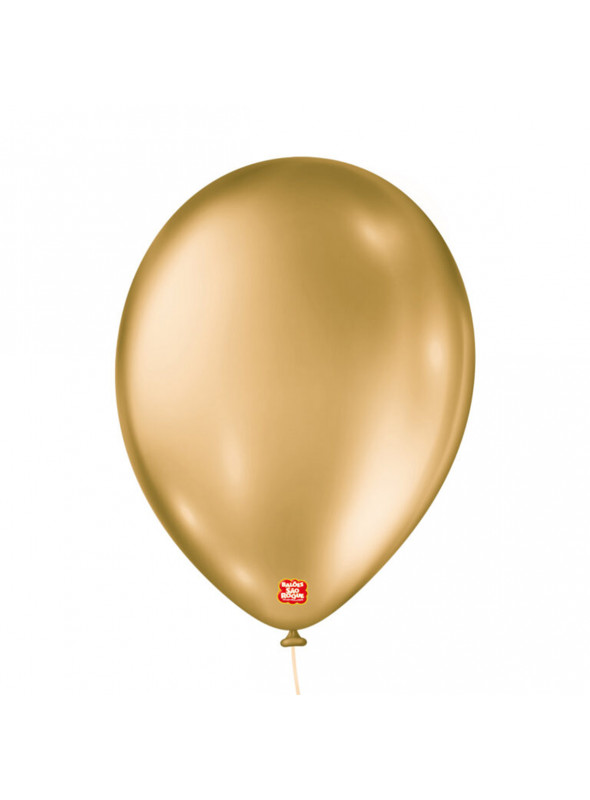 Balão de Látex Dourado Metallic 9 Polegadas 23cm São Roque 25 Unidades