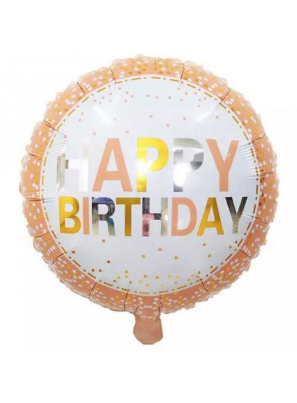 Balão Metalizado Happy Birthday Confetes 18 Polegadas 45cm Ponto das Festas