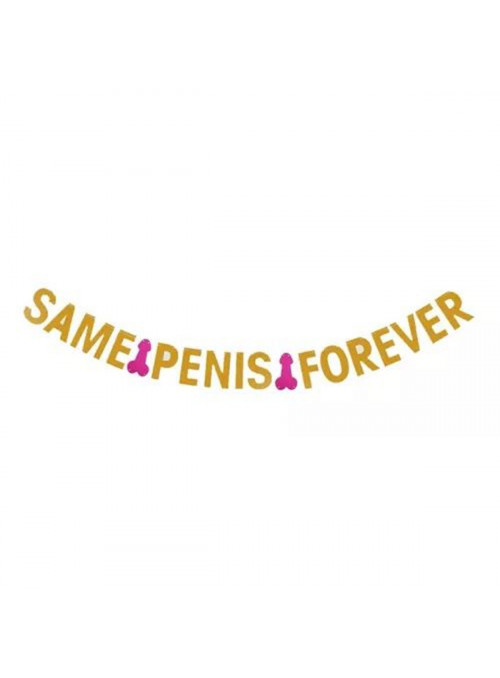 Faixa Decorativa &quot;Same Penis Forever&quot; Dourado E Rosa