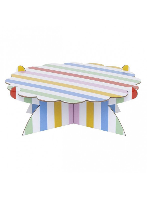 Boleira Desmontável Reutilizável Daisy Listras Multicoloridas 24cm Mesa Festa