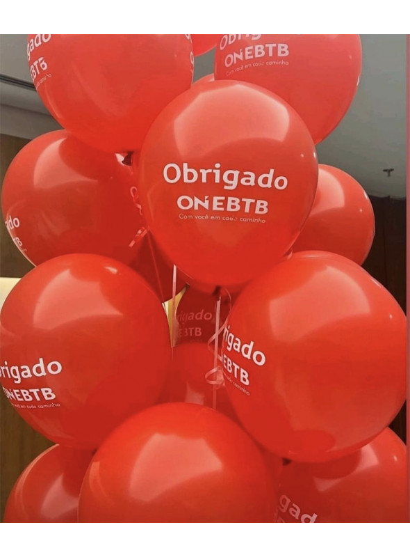 Balão de Látex Personalizado com Logomarca e Escrita 1 Face 1 Cor 100 Unidades