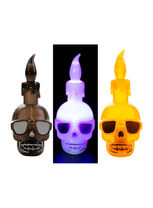 Caveira Luminosa com Led Decoração Halloween 10x4cm Cores Sortidas 1 Unidade