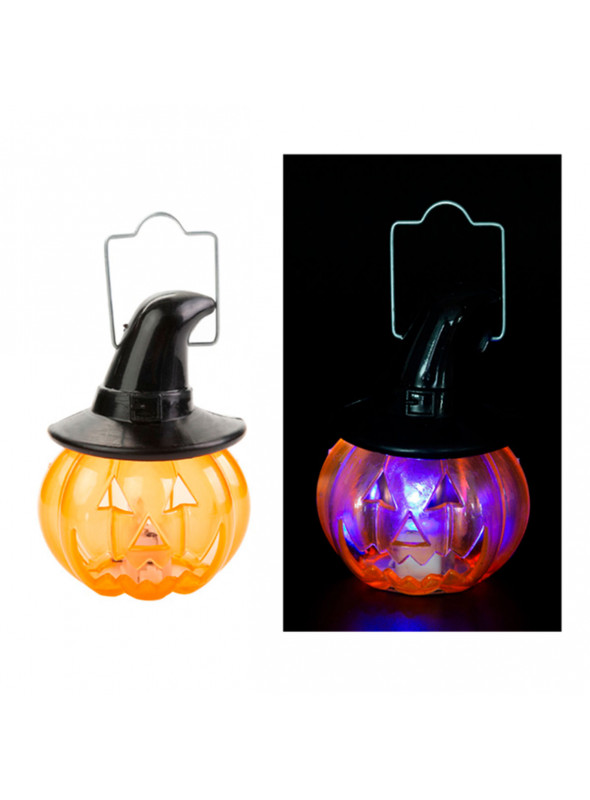 Luminária Halloween Abóbora com Luz 9cm Decoração Festa