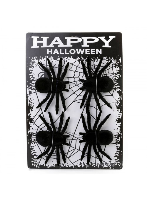 Halloween Aranha Decorativa Preta 11,5cm 4 Unidades Dia das Bruxas