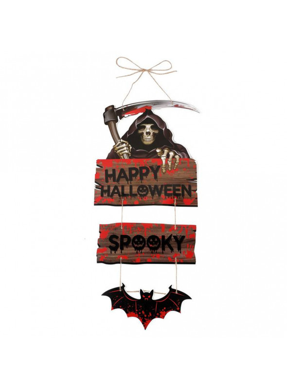 Enfeite Decorativo Happy Halloween Assustador Caveira 54cm