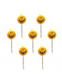 Toppers Palitos Decorativos Halloween Abóbora Laranja 12 Unidades Bam Festas