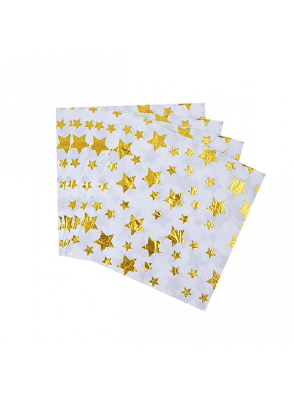 Guardanapo de Papel Estrelas Douradas 33x33cm 20 Unidades Bam Festas