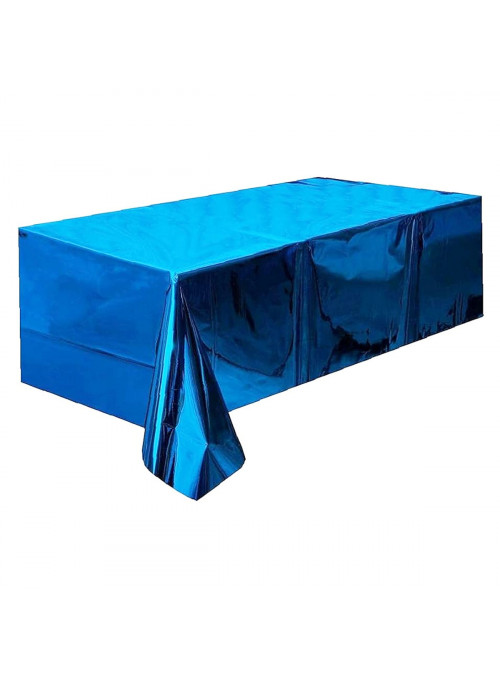 Toalha de Mesa Retangular Azul Metalizado 137cm x 183cm