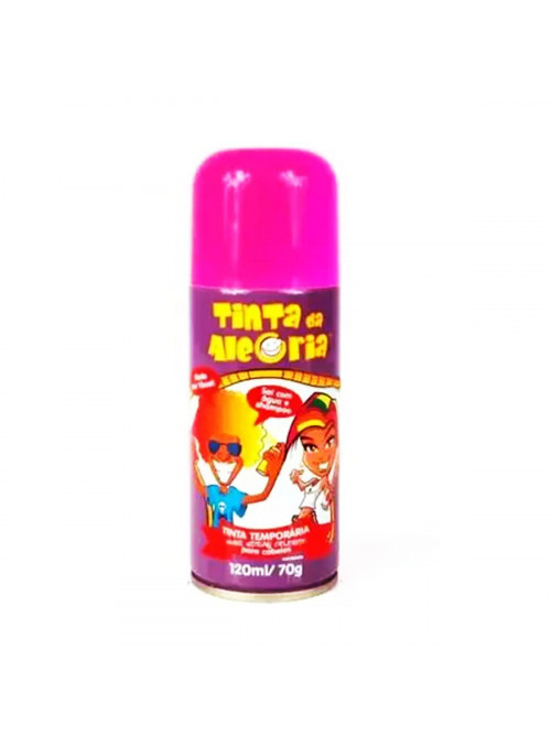 Spray Tinta da Alegria para Cabelo Rosa 120ml 70g Lavável