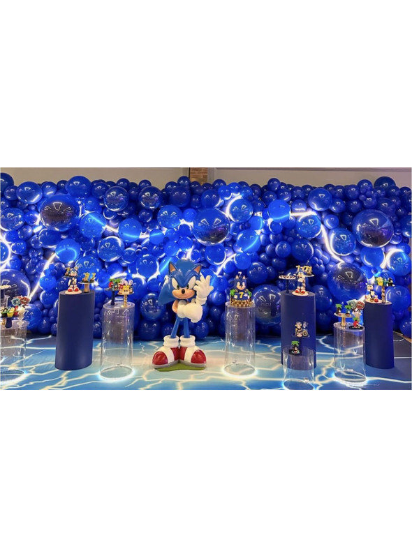 Decoração Completa Festa Sonic com Painel de Balões com Led 7 Metros