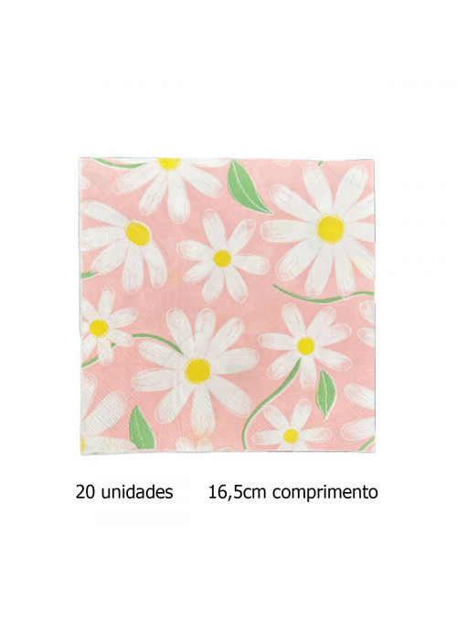 Guardanapo de Papel Folha Dupla Margaridas 16,5cm 20 Unidades