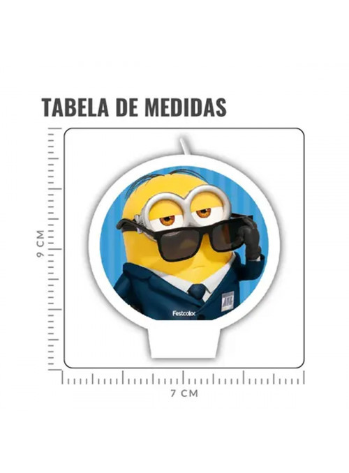 Vela de Aniversário Festa Minions Meu Malvado Favorito 1 Unidade Decoração