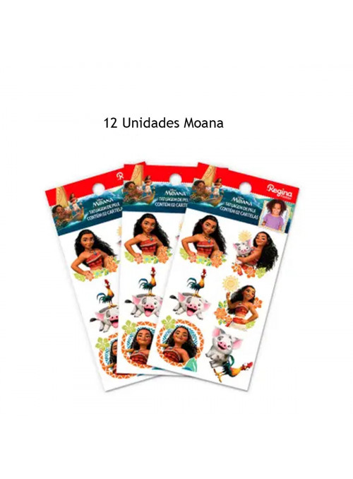 Lembrancinha Tatuagem de Pele Temporária Festa Moana 12 Unidades