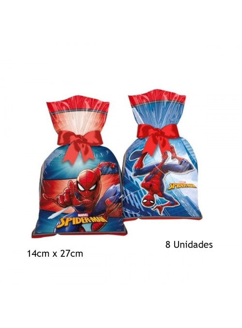 Lembrancinha Sacola Surpresa Aniversário Homem Aranha 14cmx 27cm 8 Unidades