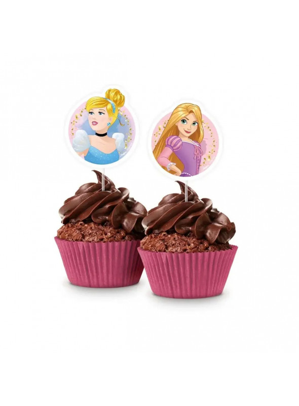 Toppers para Doces Festa Princesas Disney 8 Unidades Decoração Princesas