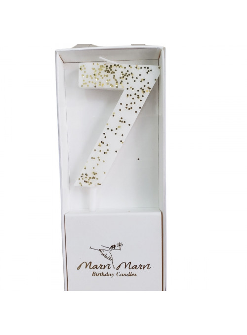 Vela de Aniversário Branco com Glitter Número 7 Premium