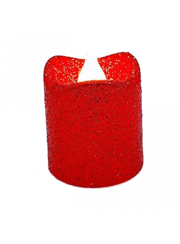 Vela de Led Decorativa Vermelho com Glitter 4,5cm Decoração de Natal