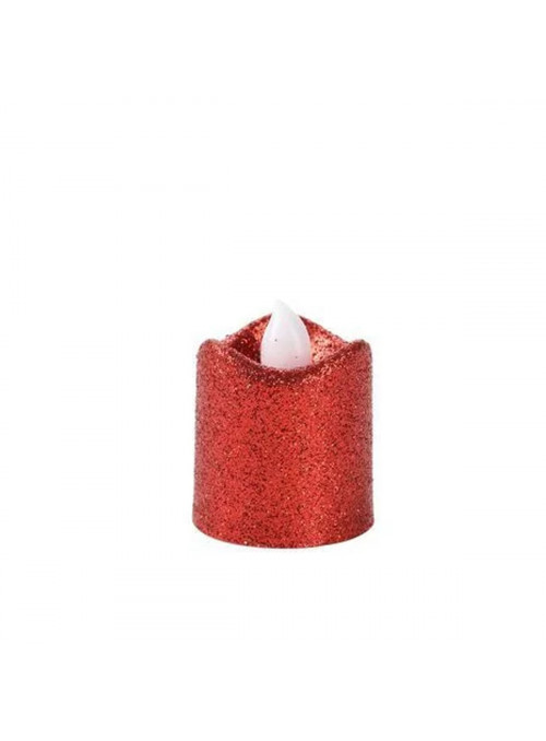 Vela de Led Decorativa Vermelho com Glitter 4,5cm Decoração de Natal